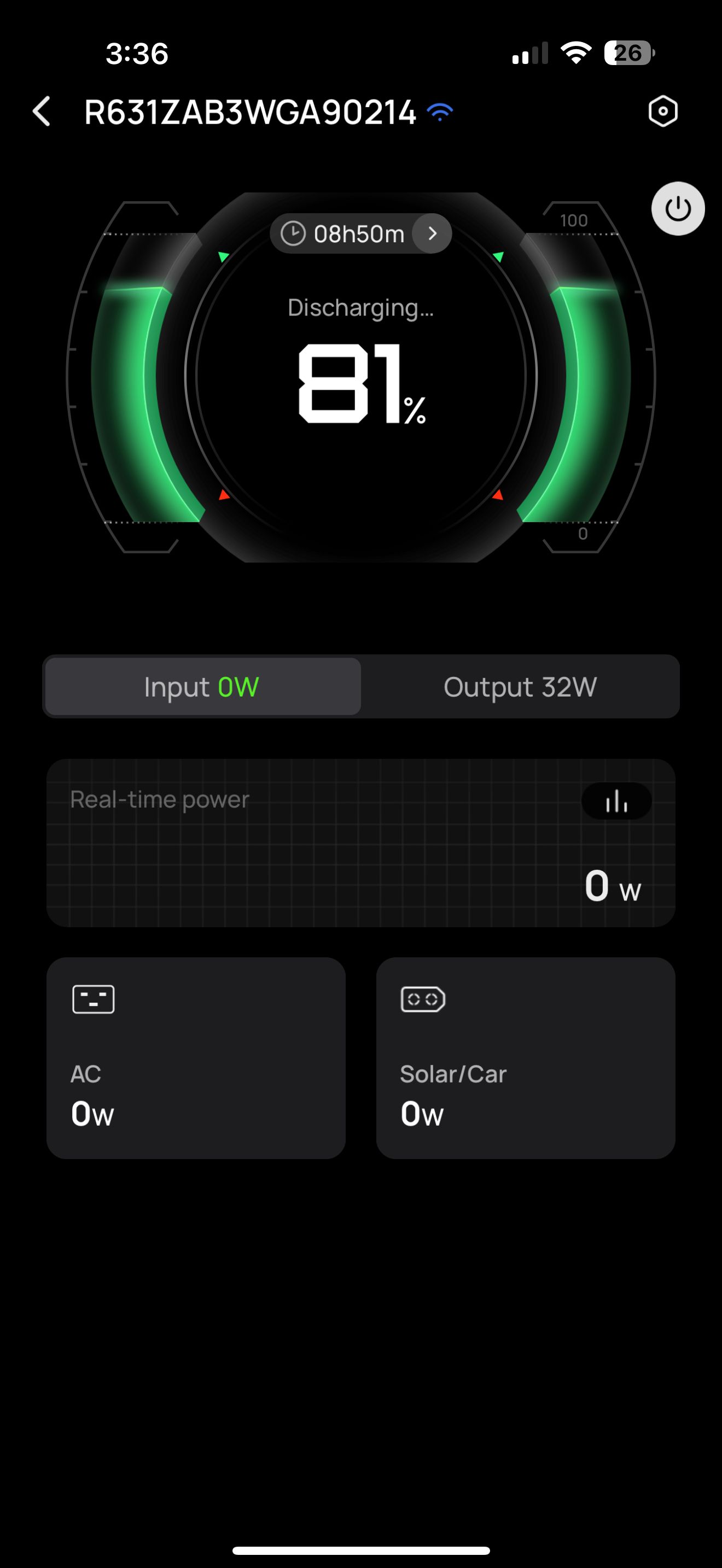 شاشة إخراج تطبيق ecoflow.