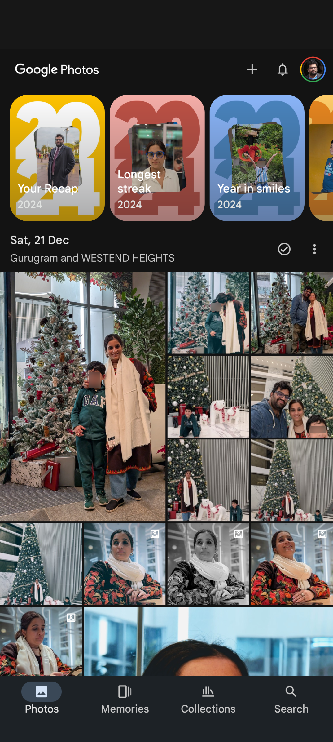 شاشة HomeScreen الخاصة بتطبيق Google Photos