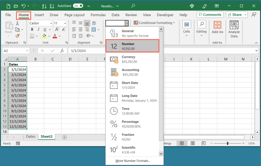 كيفية تحويل التواريخ إلى الأرقام في Microsoft Excel Image 8