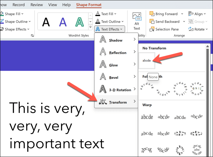 كيفية منحنى النصوص في Microsoft Powerpoint Image 15