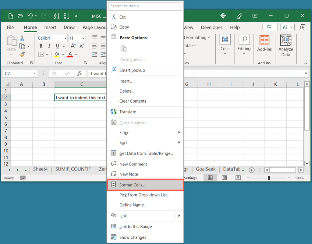 كيفية المسافة البادئة للخلايا في صورة Microsoft Excel 4