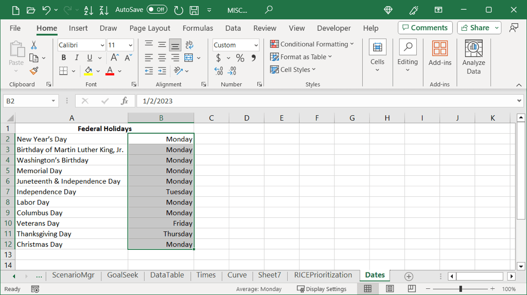 كيفية إظهار التواريخ كأيام من الأسبوع في Microsoft Excel Image 6