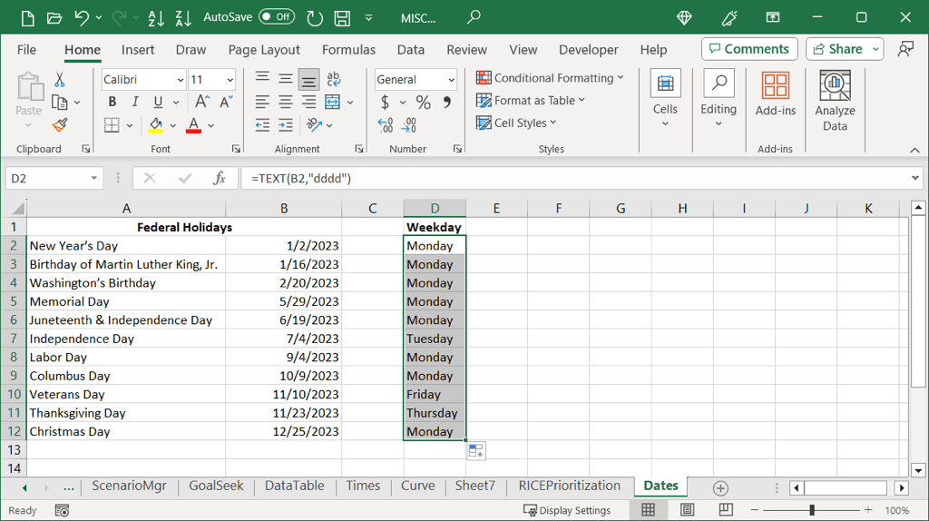 كيفية إظهار التواريخ كأيام من الأسبوع في Microsoft Excel Image 9