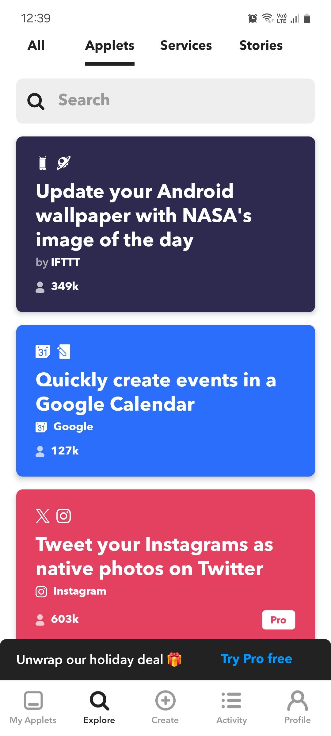 توصيات Applet IFTTT