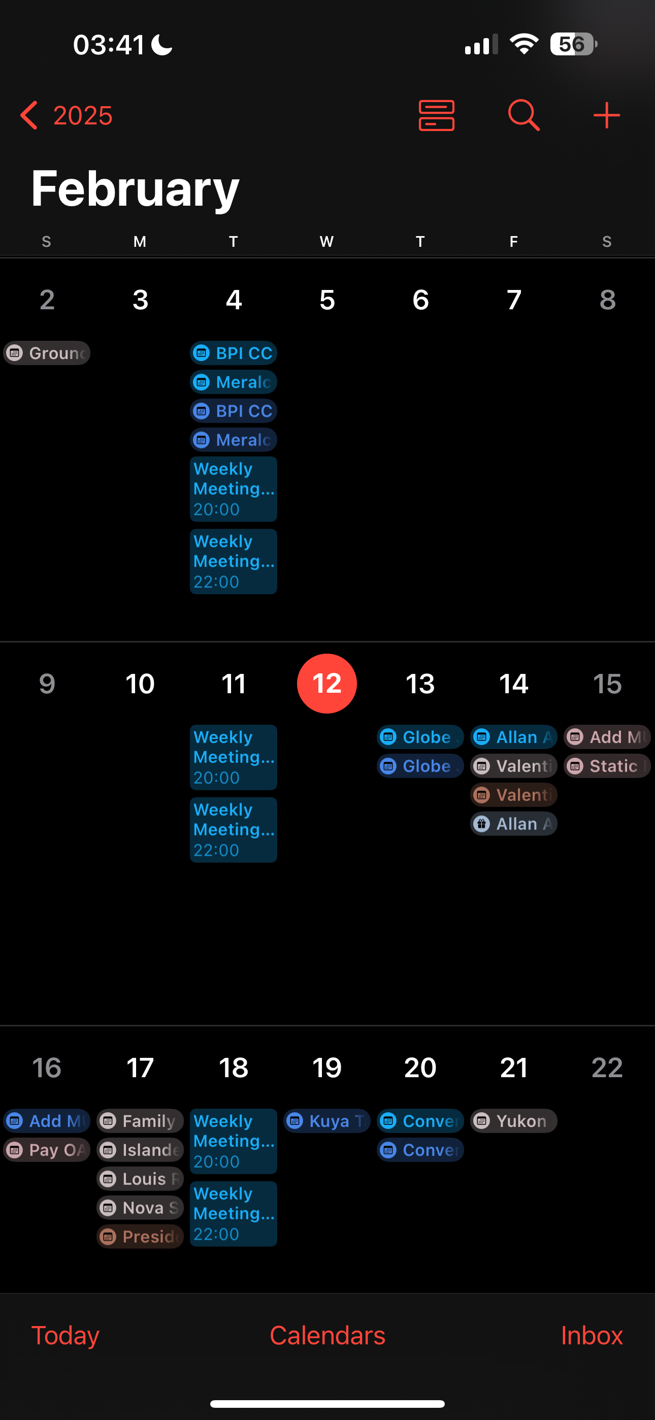 عرض شهر تقويم Apple يظهر ثلاثة أسابيع