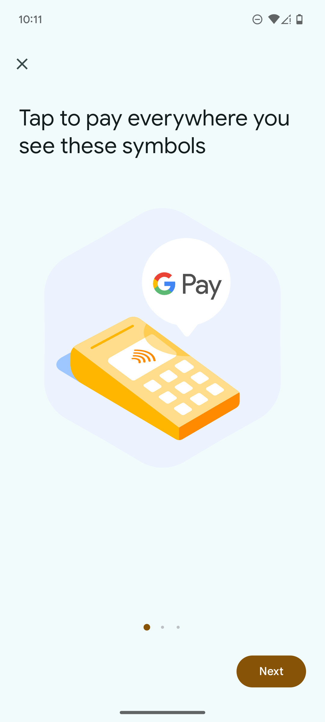 إرشادات داخل التطبيق حول كيفية سداد المدفوعات مع Google Wallet.