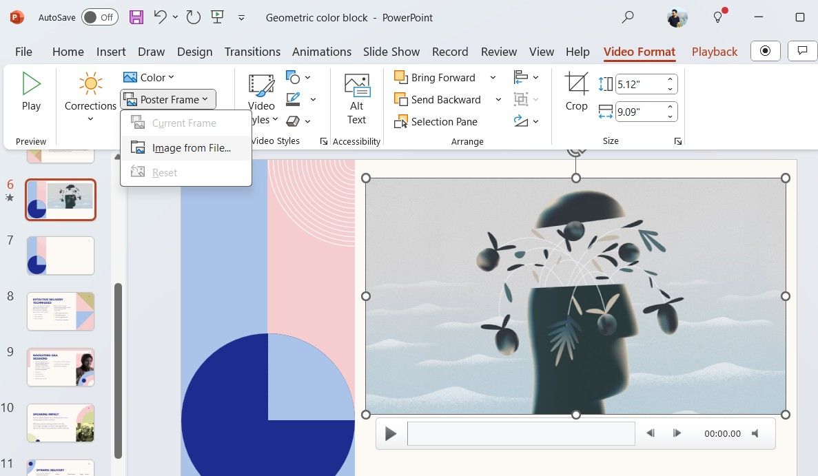 خيار إطار الملصقات في عرض PowerPoint