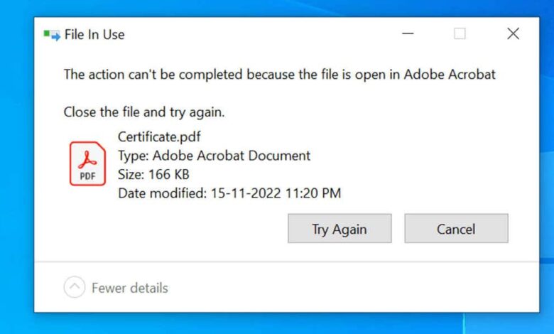 كيفية إصلاح "لا يمكن إكمال الإجراء لأن الملف مفتوح" خطأ Windows