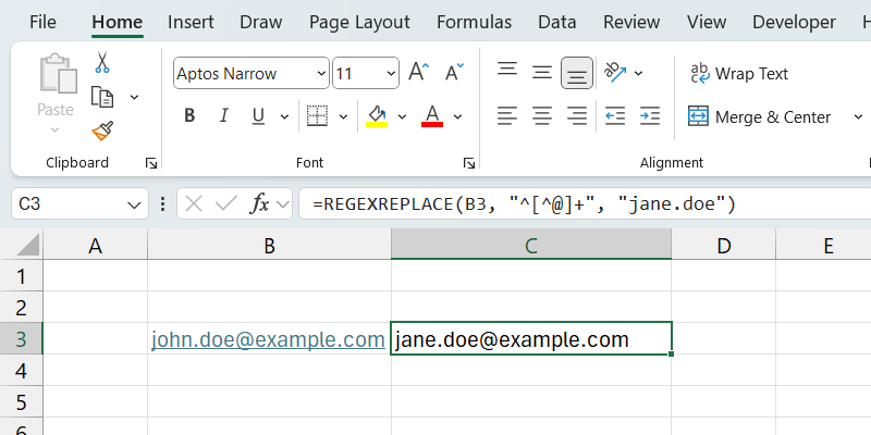 وظيفة regexreplace في Excel.