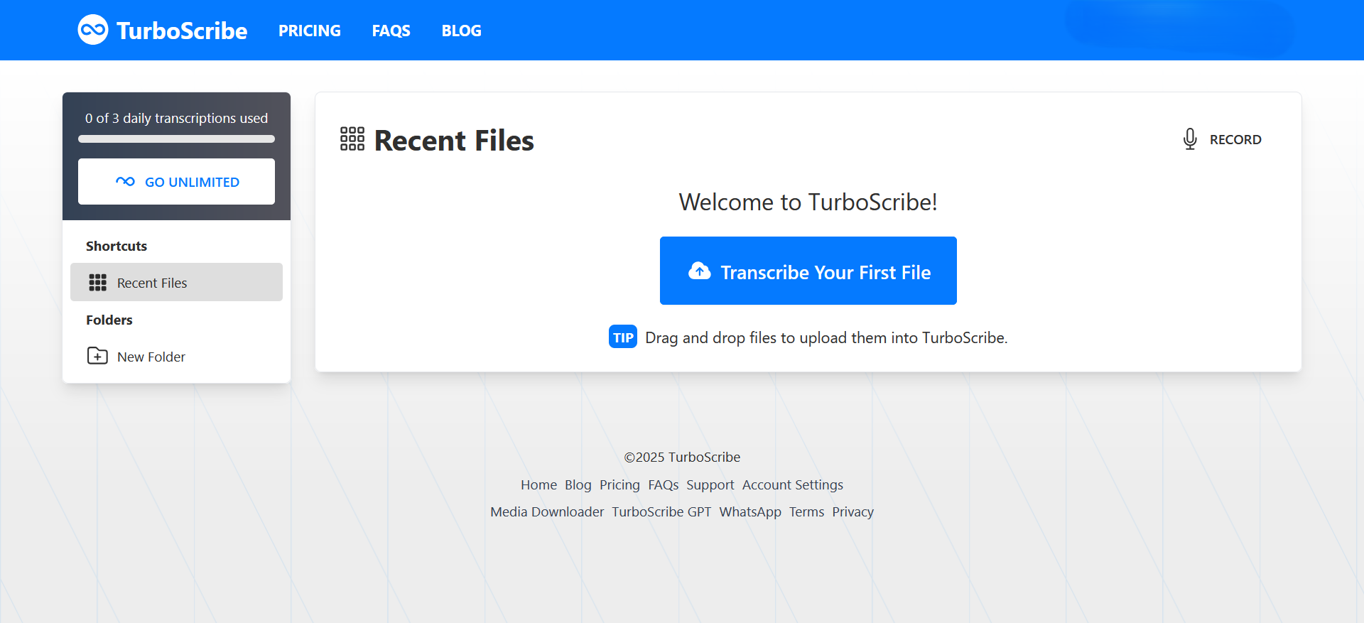 الصفحة الرئيسية turboscribe