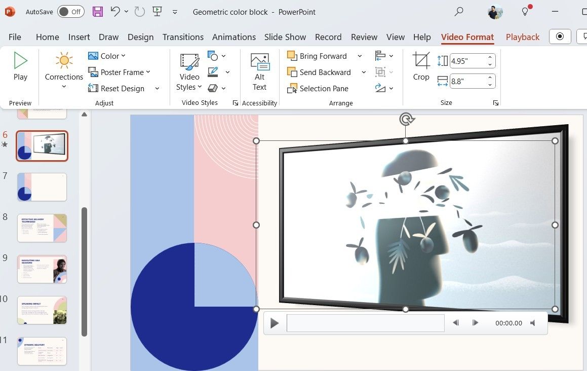 علامة تبويب تنسيق الفيديو في PowerPoint