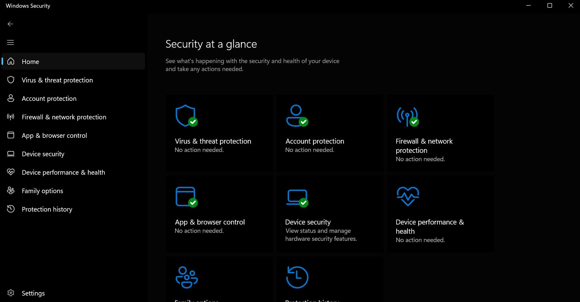 الأمن في لمحة عن Windows Defender