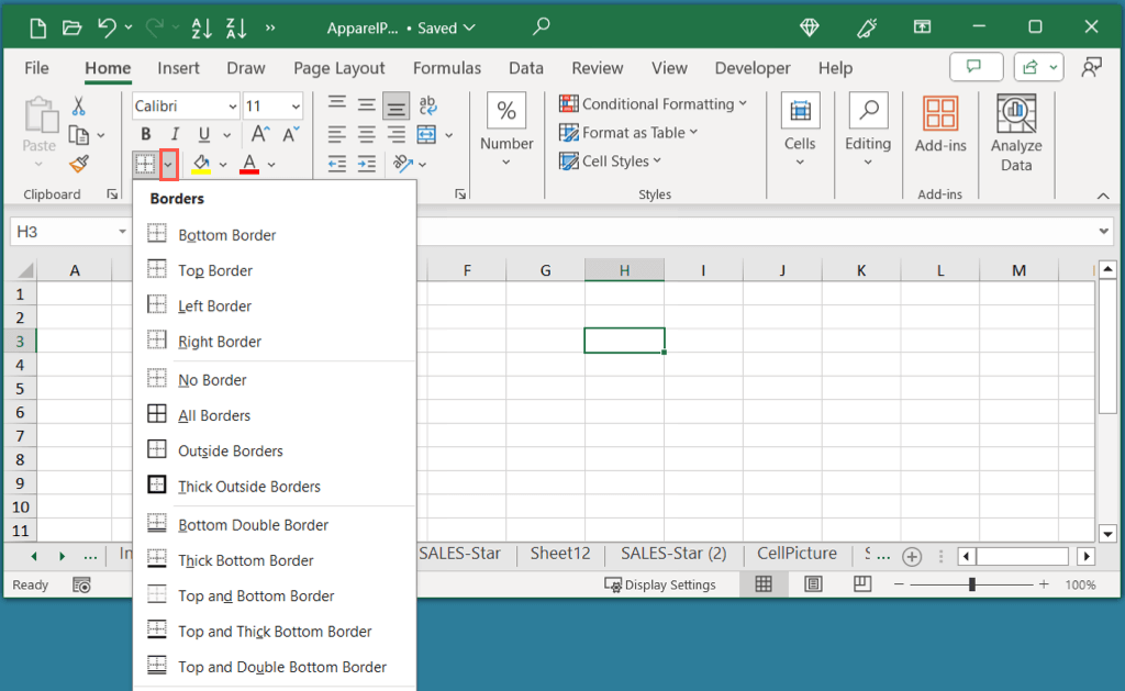 كيفية إضافة وتخصيص الحدود في Microsoft Excel Image 2