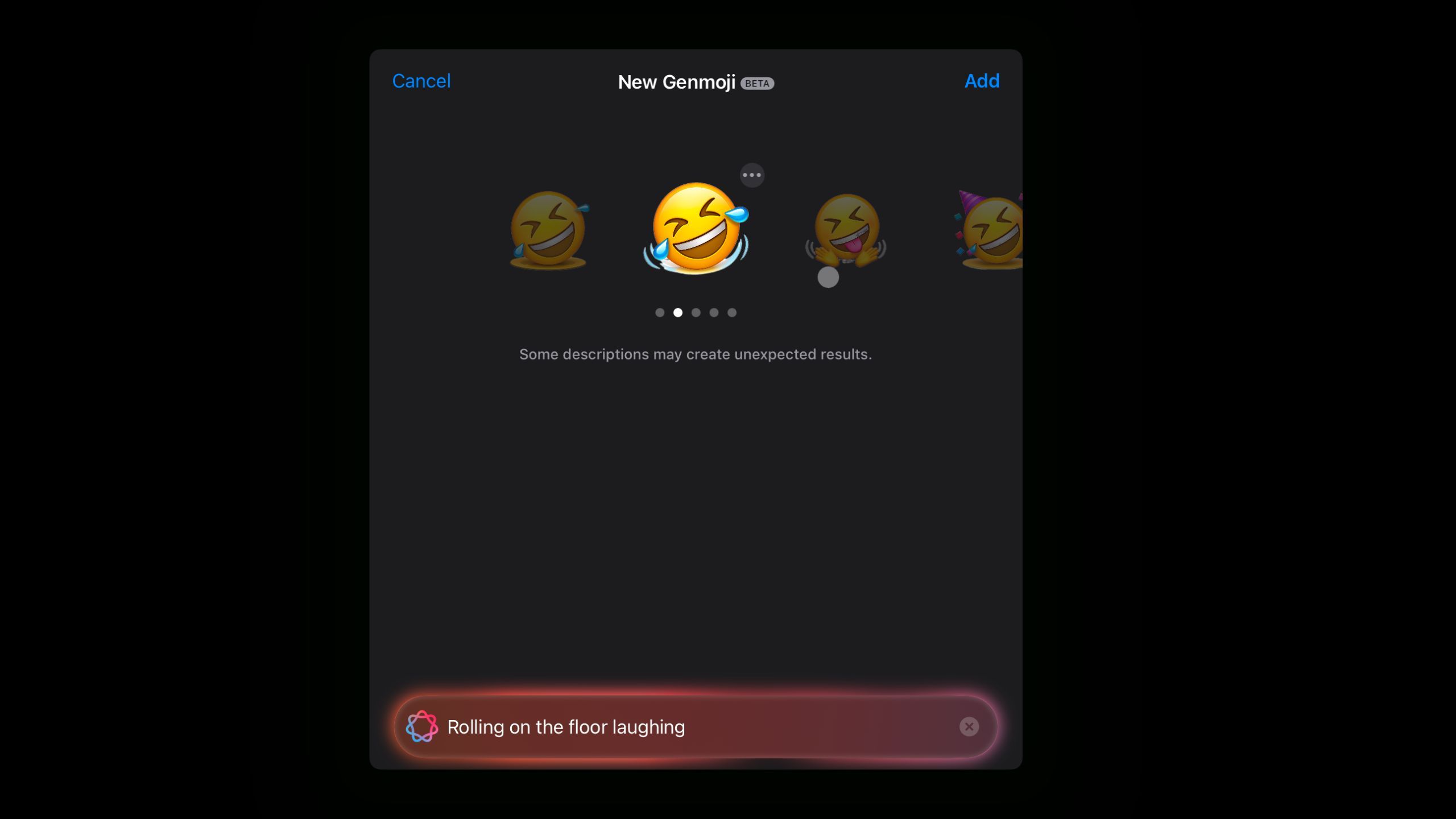 المتداول على الأرض يضحك الرموز التعبيرية التي تم إنشاؤها في Genmoji